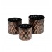 Black & Gold Cross Hammered Planter Set of 3